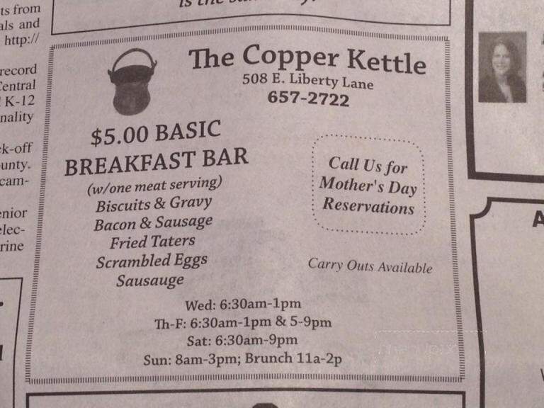 Copper Kettle - Ashland, MO menu_pic