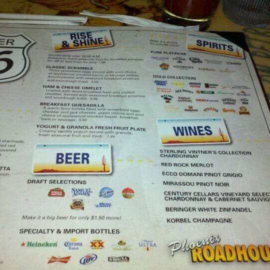 Arizona Roadhouse 66 - Phoenix, AZ menu_pic