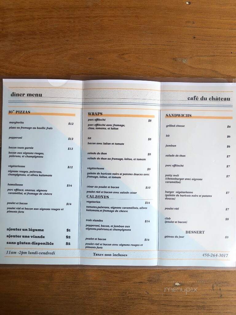 Cafe du Chateau 2005 - Huntingdon, QC menu_pic