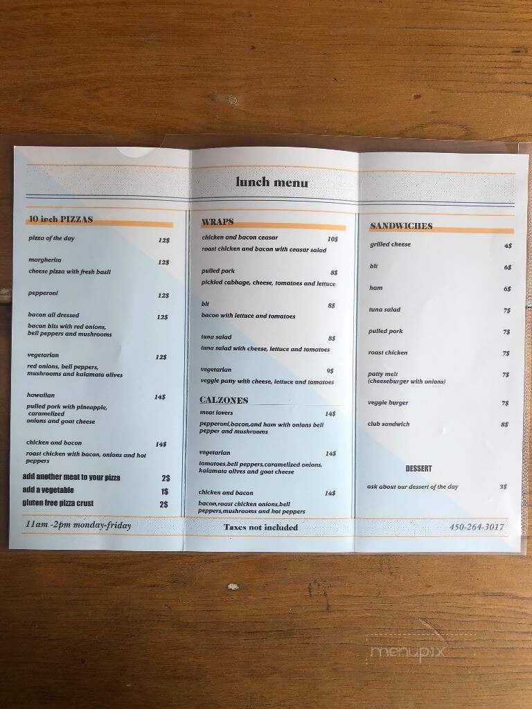 Cafe du Chateau 2005 - Huntingdon, QC menu_pic