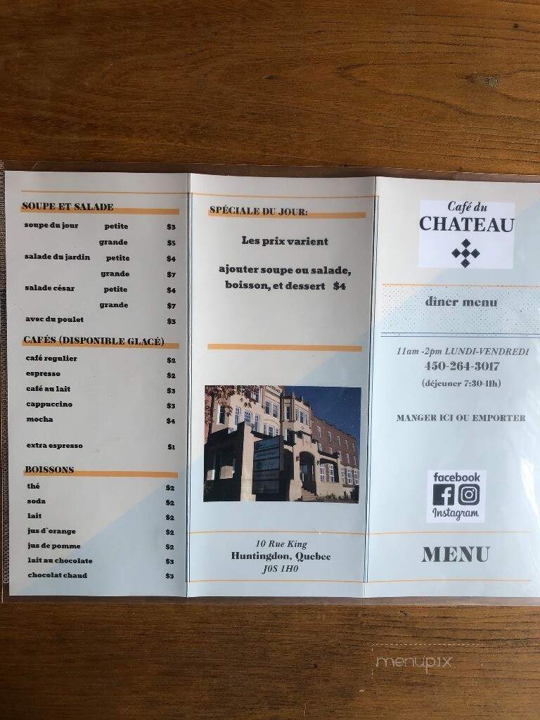 Cafe du Chateau 2005 - Huntingdon, QC menu_pic