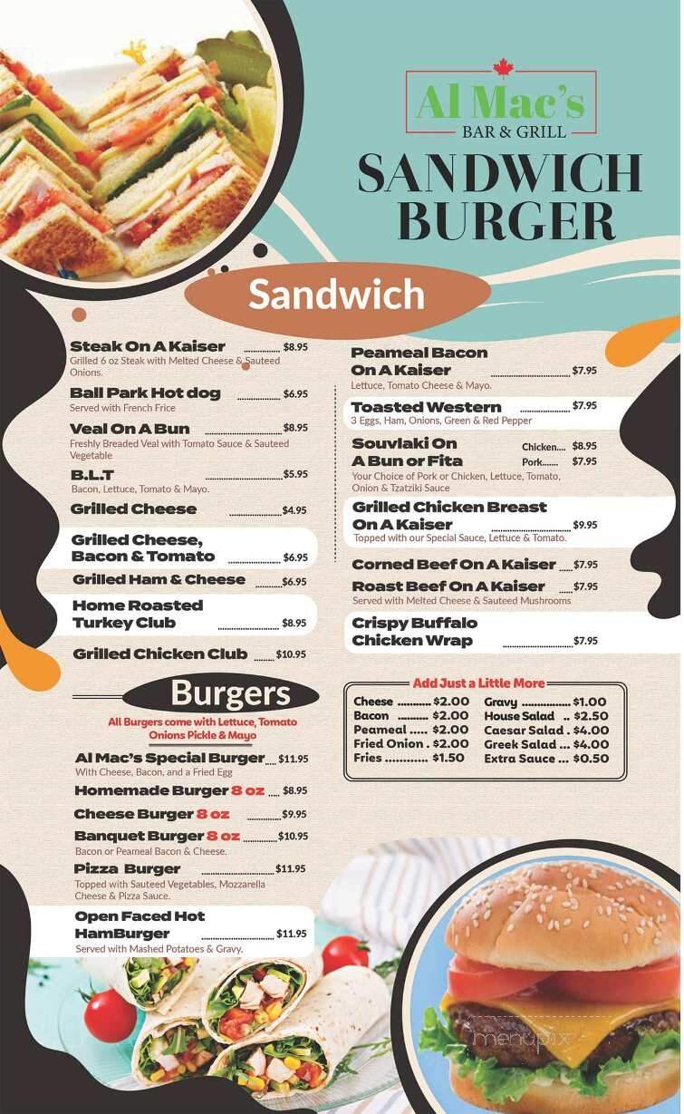 Al Mac's Bar & Grill - Scarborough, ON menu_pic