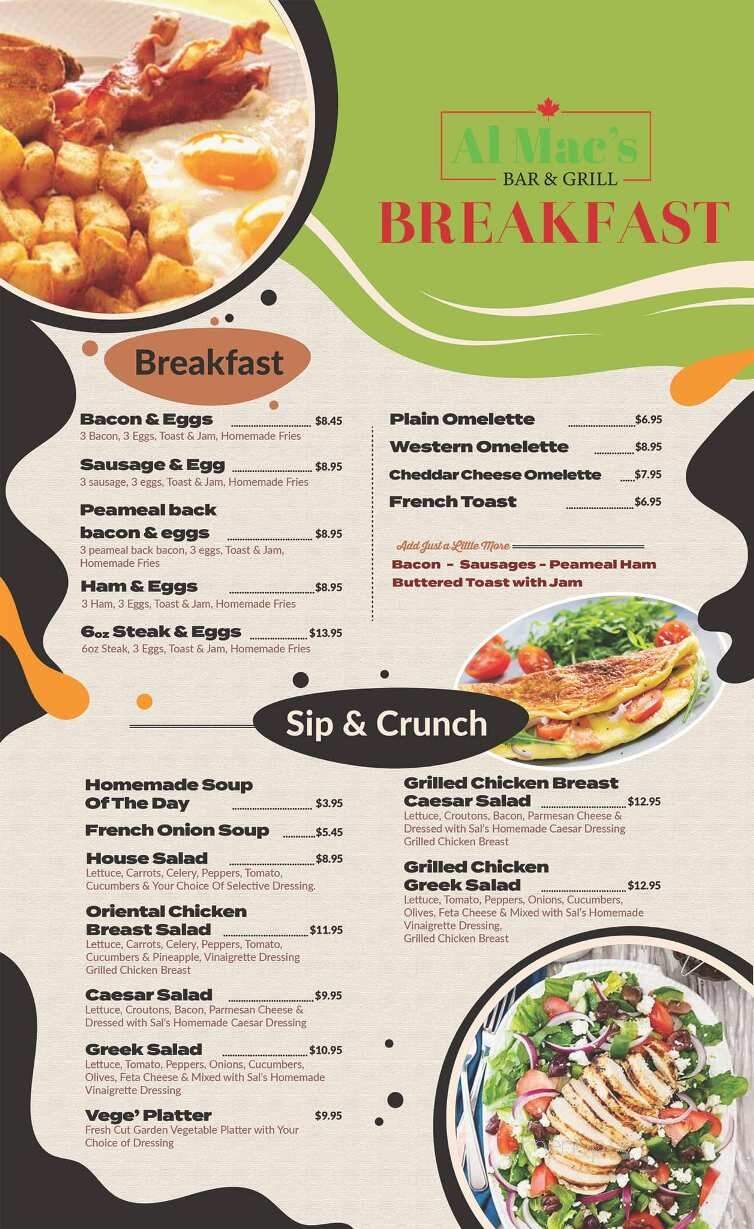Al Mac's Bar & Grill - Scarborough, ON menu_pic