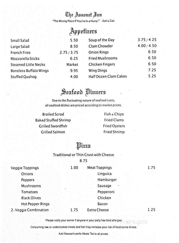 Assonet Inn - Assonet, MA menu_pic