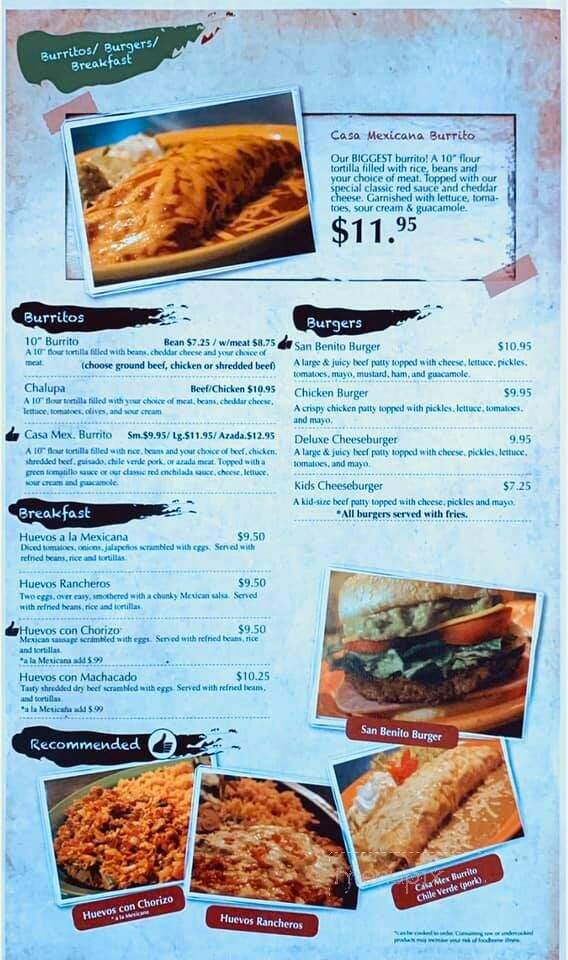 Casa Mexicana - Othello, WA menu_pic
