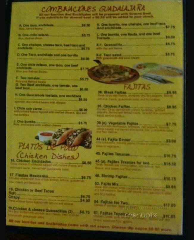 Guadalajara Mexican Restaurant - Huntsville, AL menu_pic