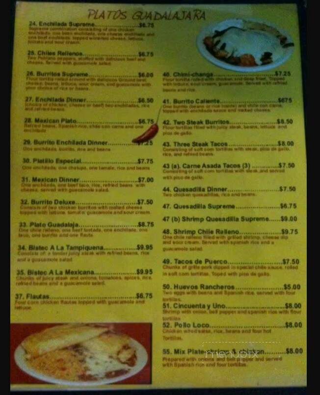Guadalajara Mexican Restaurant - Huntsville, AL menu_pic