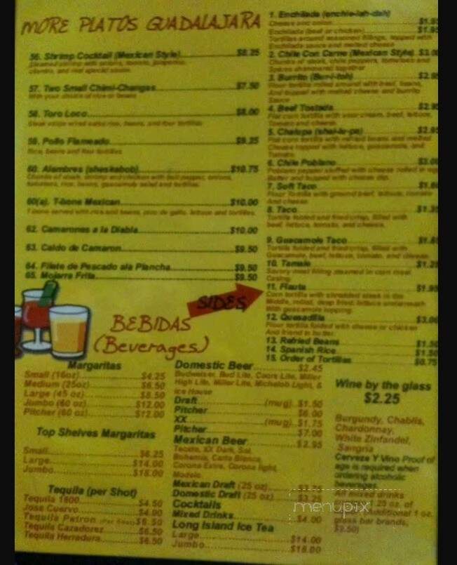 Guadalajara Mexican Restaurant - Huntsville, AL menu_pic