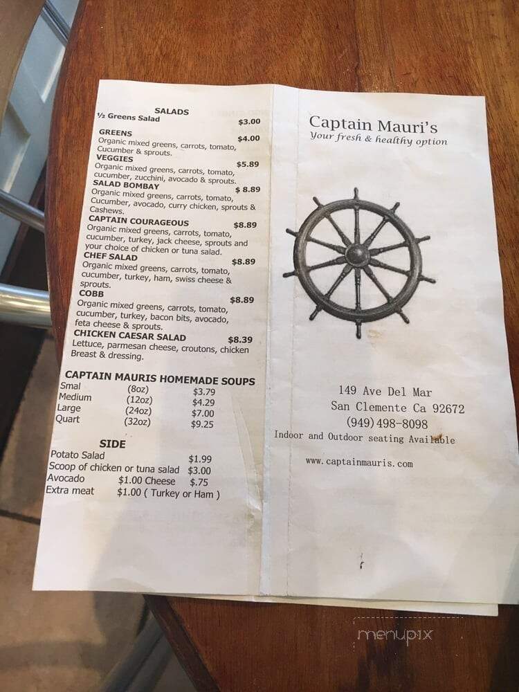 Captain Mauri's - San Clemente, CA menu_pic
