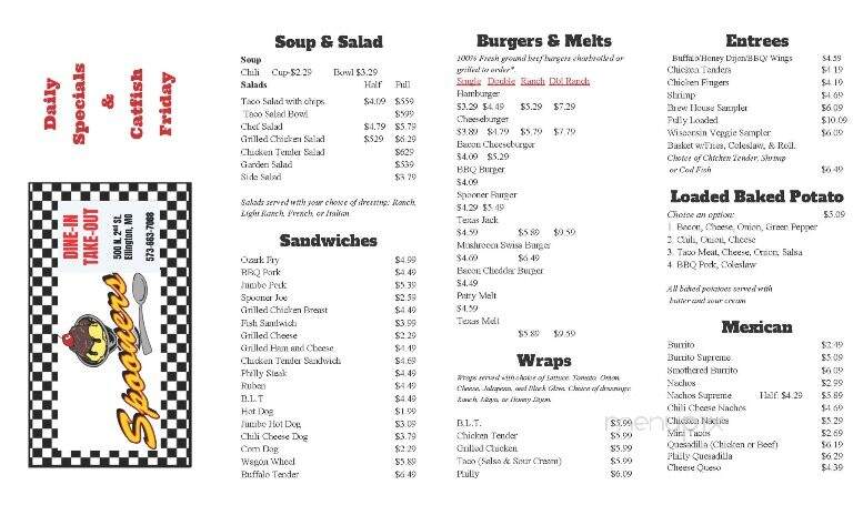 Spooners - Ellington, MO menu_pic