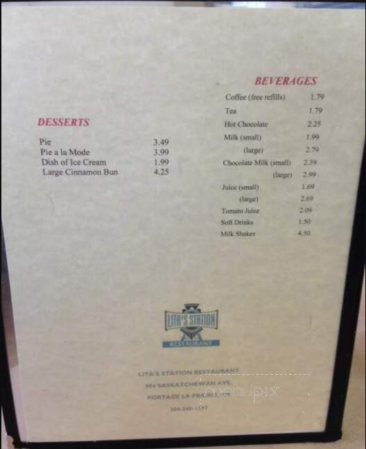 Lita's Station - Portage la Prairie, MB menu_pic
