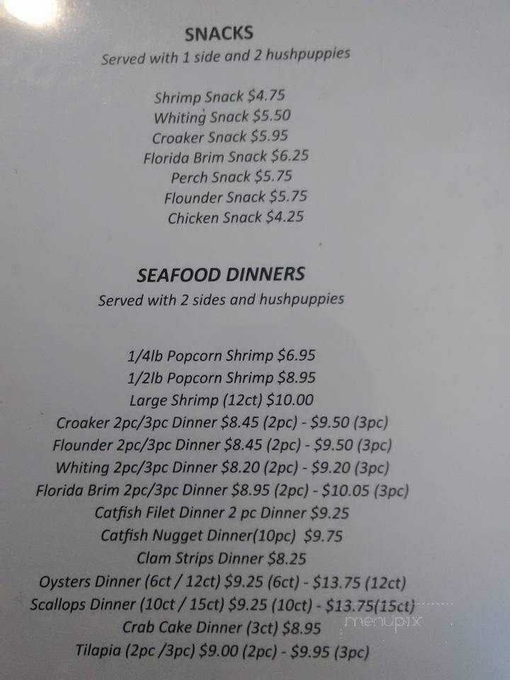 Turbeville Seafood Market And Restaurant - Turbeville, SC menu_pic