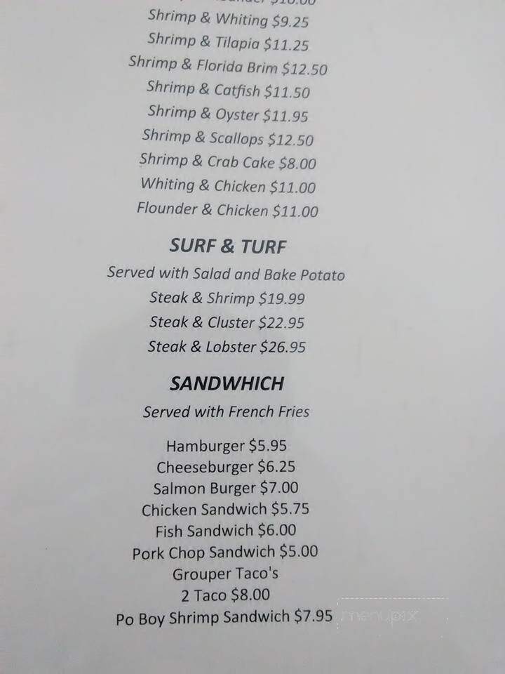 Turbeville Seafood Market And Restaurant - Turbeville, SC menu_pic