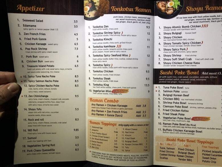 Zen Ramen & Sushi Burrito - Gainesville, GA menu_pic