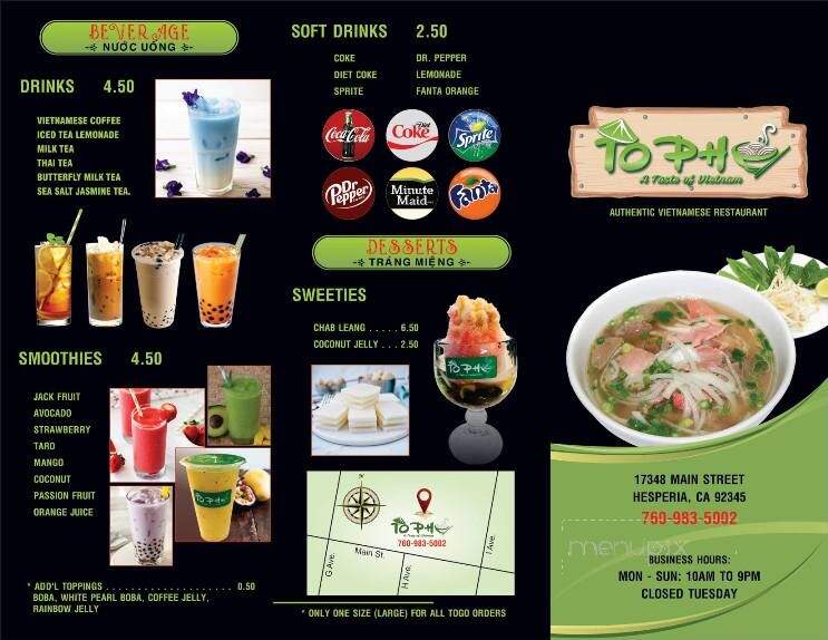 To Pho - Hesperia, CA menu_pic
