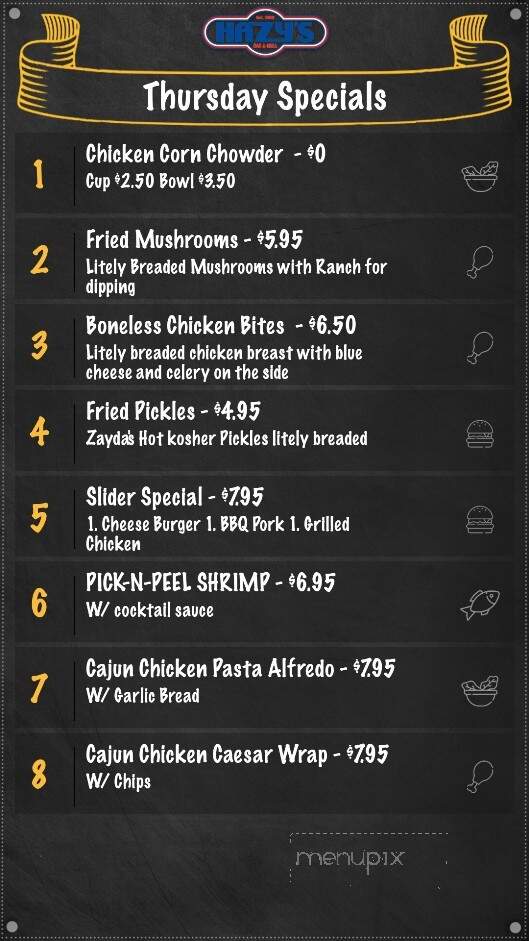 Hazys Bar & Grill - Feasterville, PA menu_pic