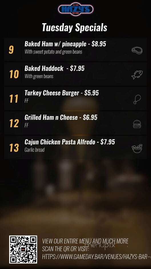 Hazys Bar & Grill - Feasterville, PA menu_pic