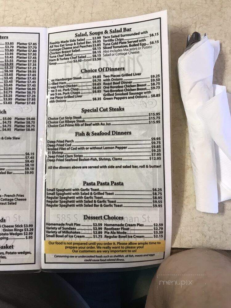 Edie Ryan's Family Restaurant - Coshocton, OH menu_pic