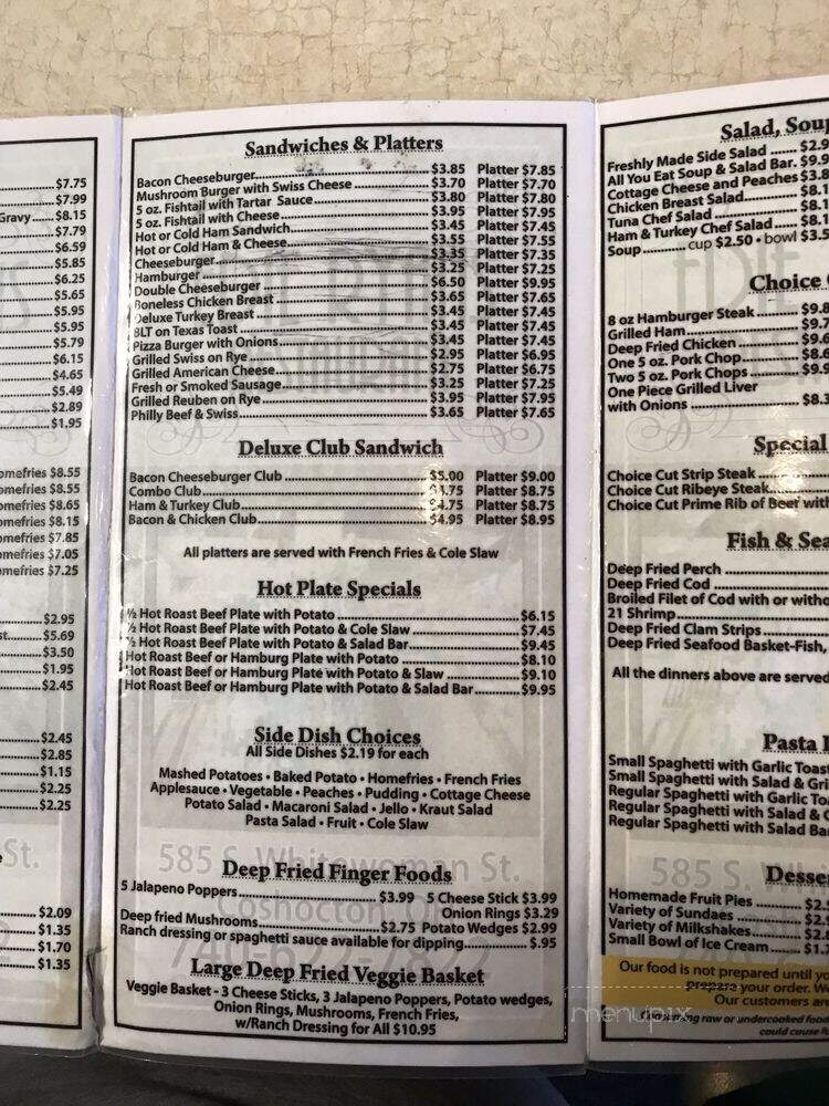 Edie Ryan's Family Restaurant - Coshocton, OH menu_pic