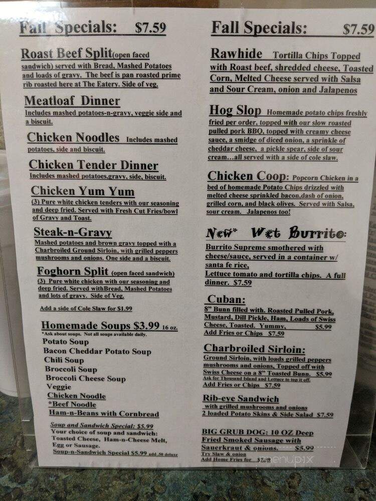 Main Eatery - McArthur, OH menu_pic