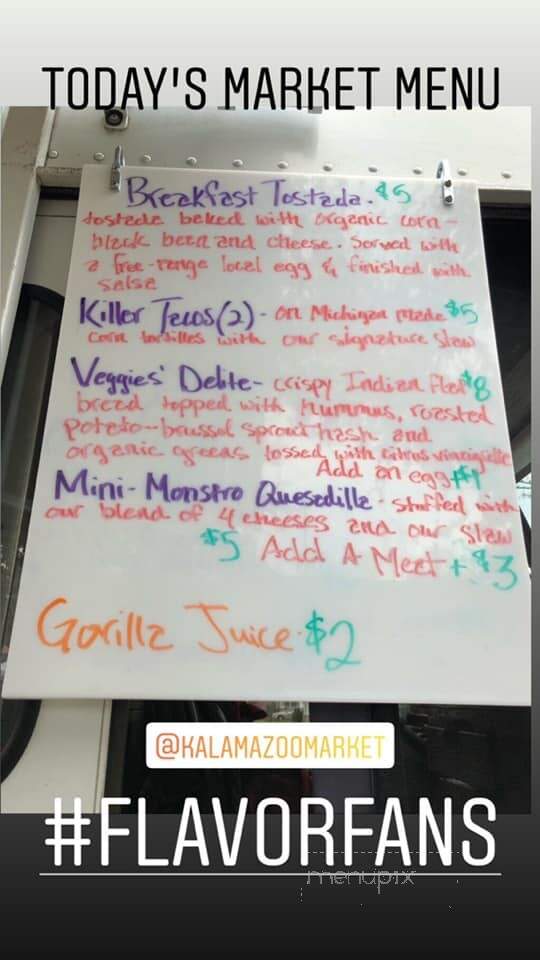 Gorilla Gourmet Food Truck - Kalamazoo, MI menu_pic