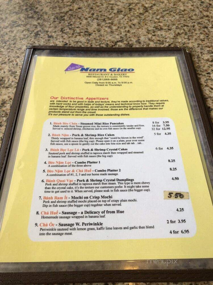 Nam Giao - Houston, TX menu_pic