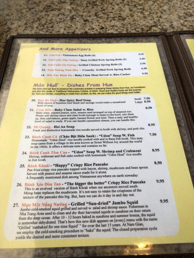 Nam Giao - Houston, TX menu_pic