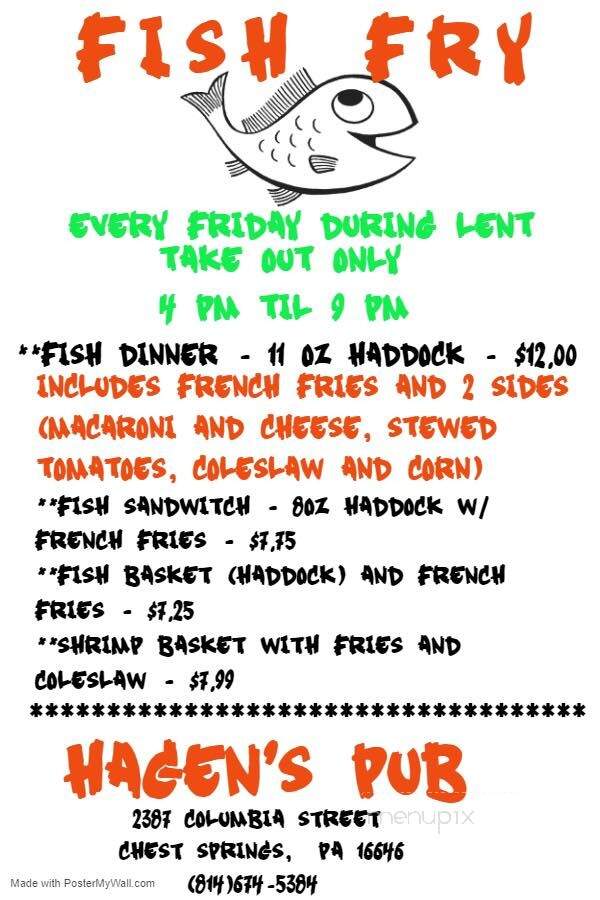 Hagen's Place - Patton, PA menu_pic
