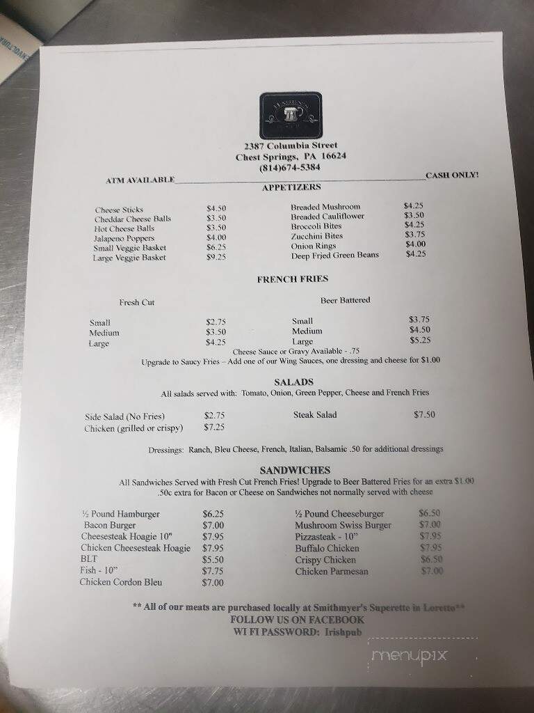 Hagen's Place - Patton, PA menu_pic