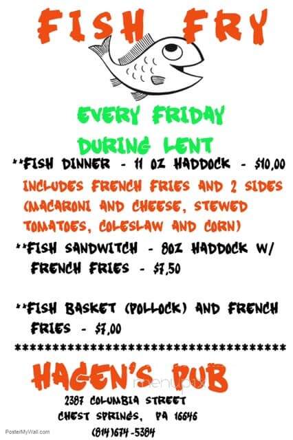 Hagen's Place - Patton, PA menu_pic