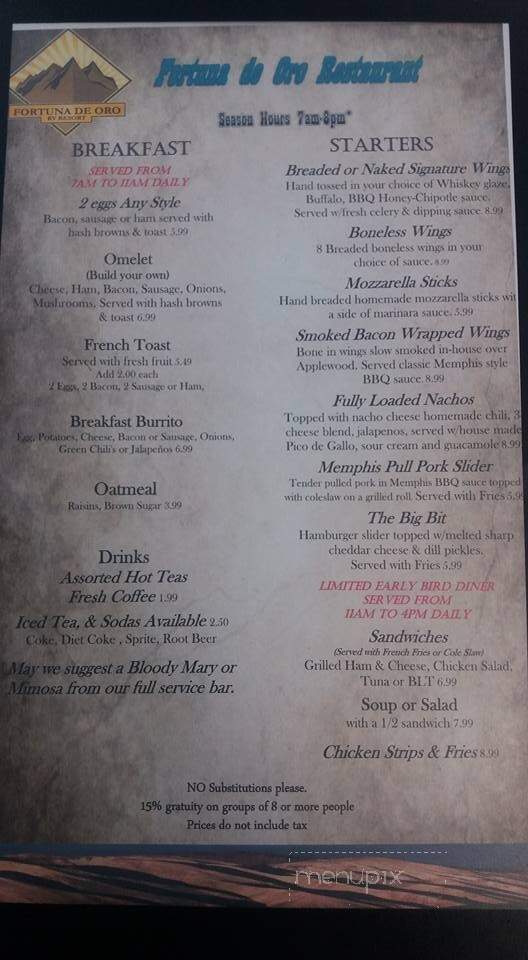 Fortuna Del Rey Restaurant - Yuma, AZ menu_pic