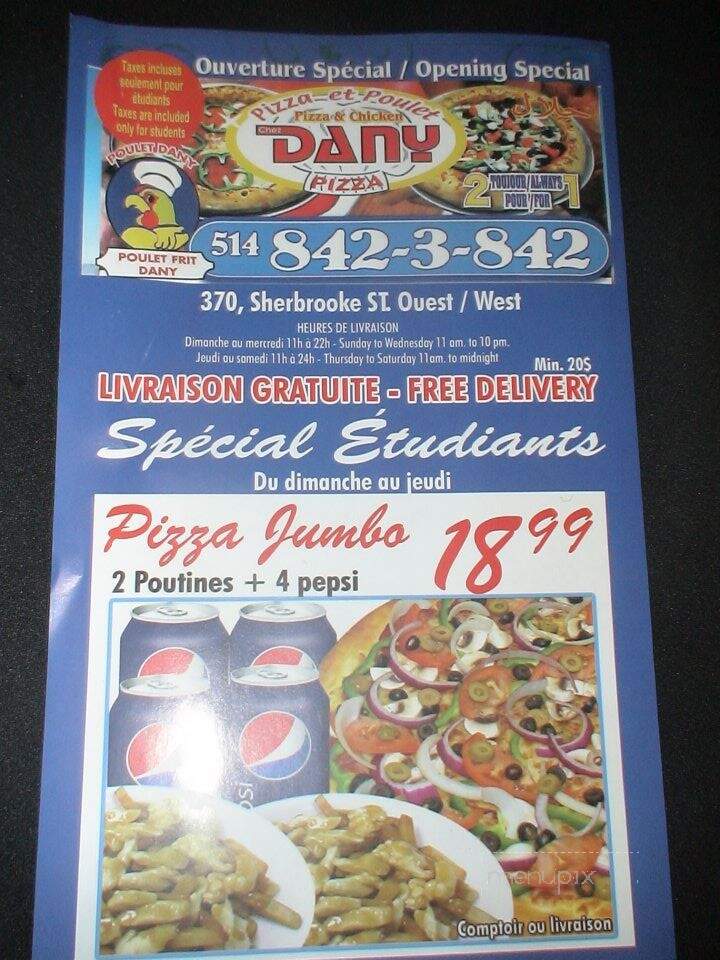 Pizza Chez Dany - Montreal, QC menu_pic