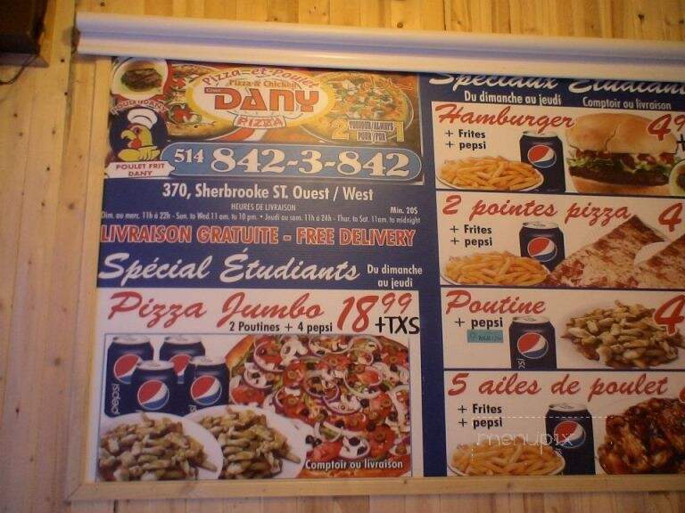 Pizza Chez Dany - Montreal, QC menu_pic