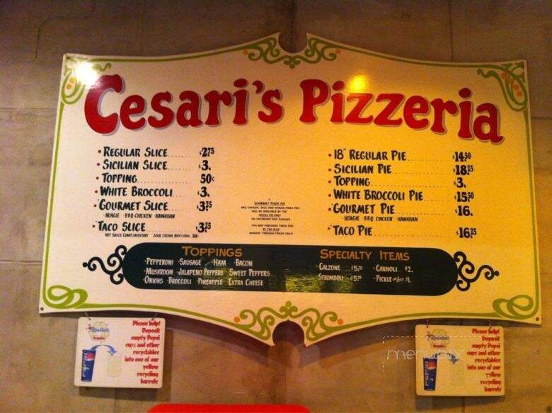 Cesari's Pizza - Elysburg, PA menu_pic