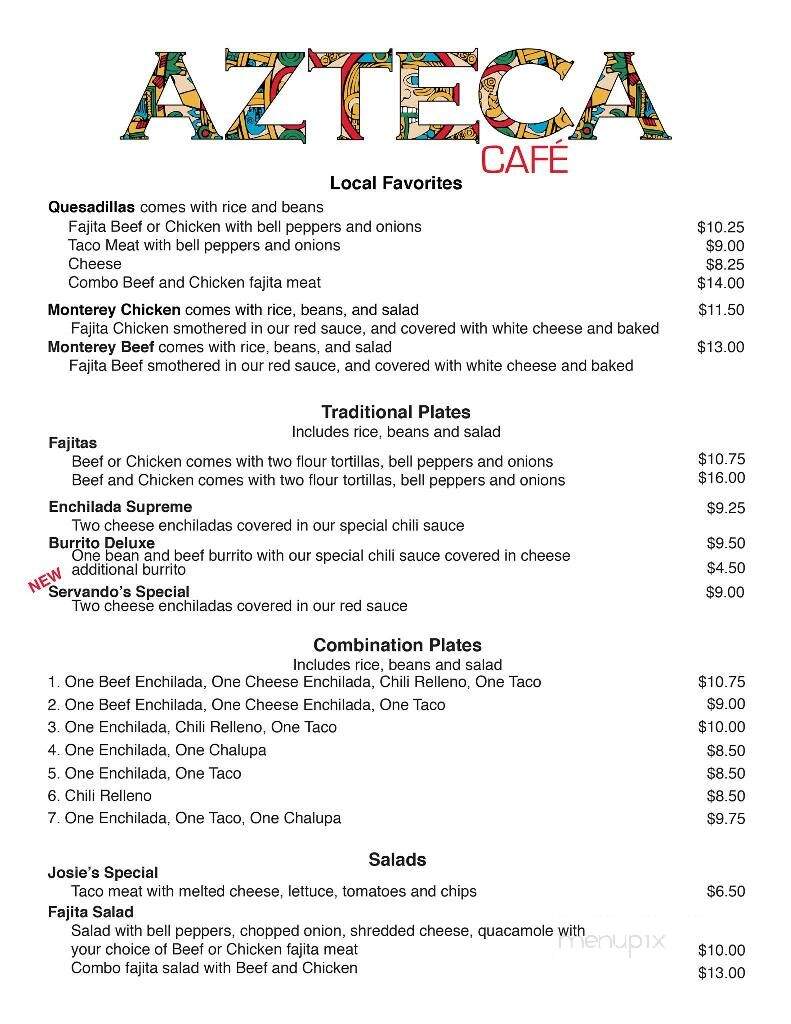 Azteca Cafe - Floydada, TX menu_pic