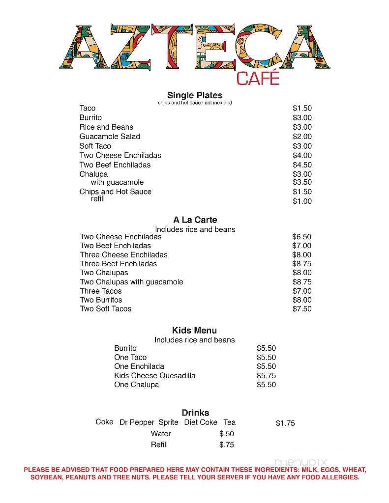 Azteca Cafe - Floydada, TX menu_pic