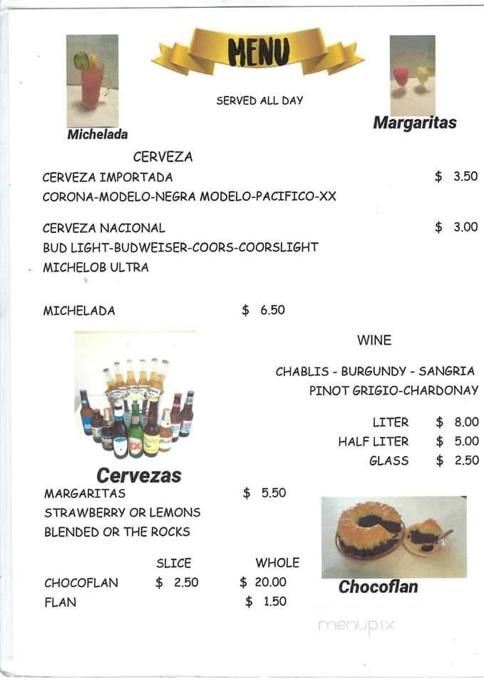 El Nuevo Mexicali 4 - Exeter, CA menu_pic