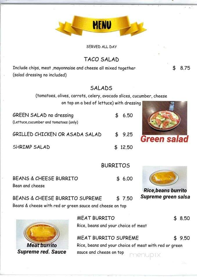 El Nuevo Mexicali 4 - Exeter, CA menu_pic