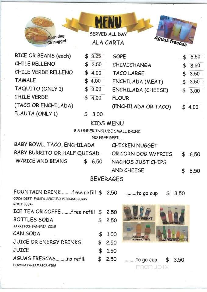 El Nuevo Mexicali 4 - Exeter, CA menu_pic
