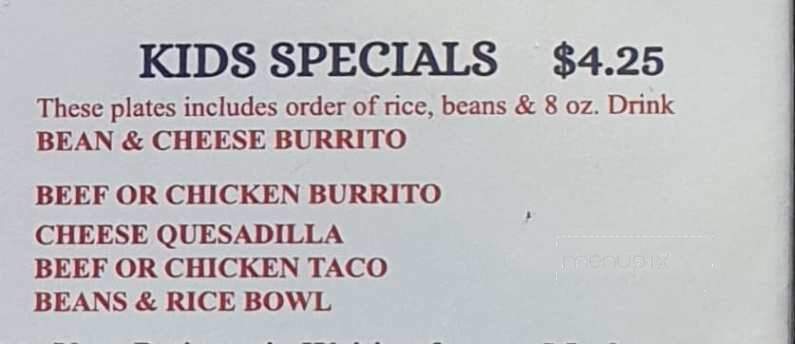 Dora's Restaurant - Woodlake, CA menu_pic