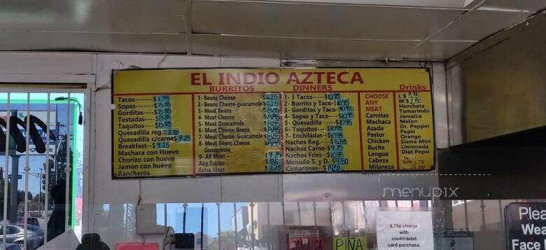 El Indio Azteca - Granada Hills, CA menu_pic