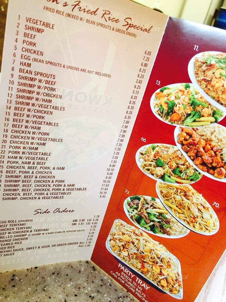 Kwon's Restaurant - Pomona, CA menu_pic