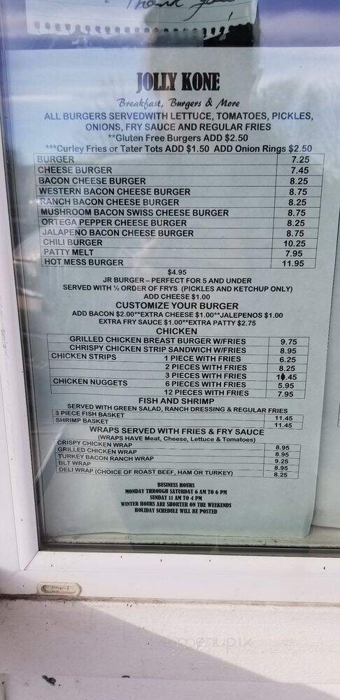Jolly Kone Drive Inn - Tulelake, CA menu_pic