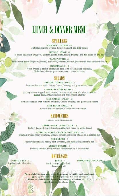Congress Lounge - Chicago, IL menu_pic