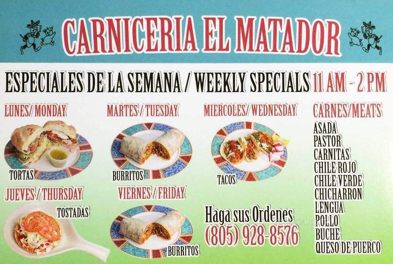 Carniceria El Matador - Santa Maria, CA menu_pic