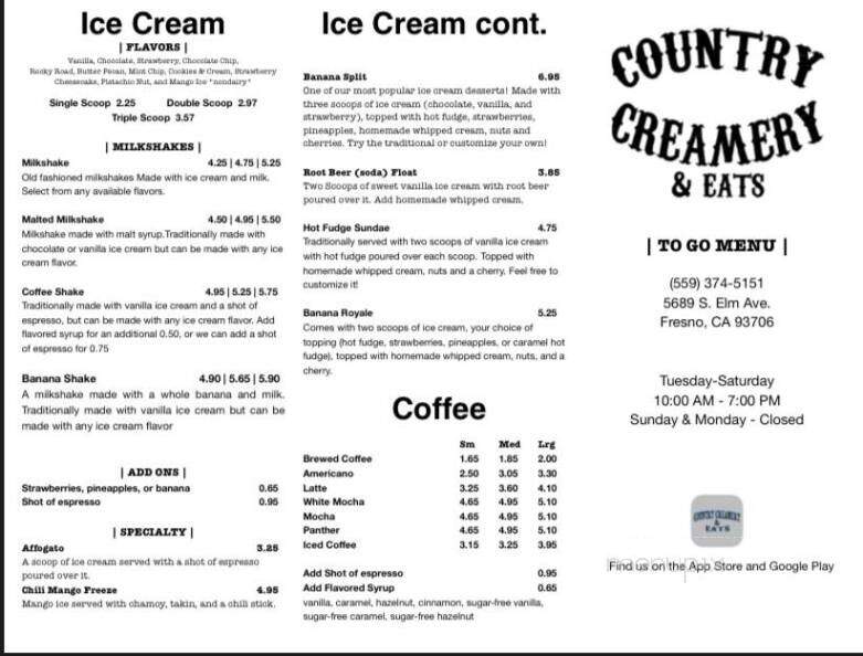 Country Creamery - Fresno, CA menu_pic