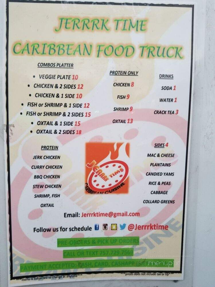 Jerrrk Time Caribbean Food Truck - Virginia Beach, VA menu_pic