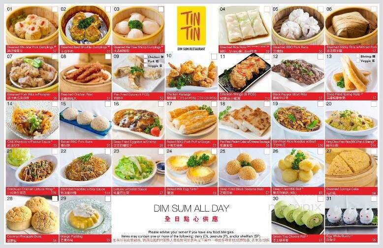 Tin Tin Dim Sum - Calgary, AB menu_pic