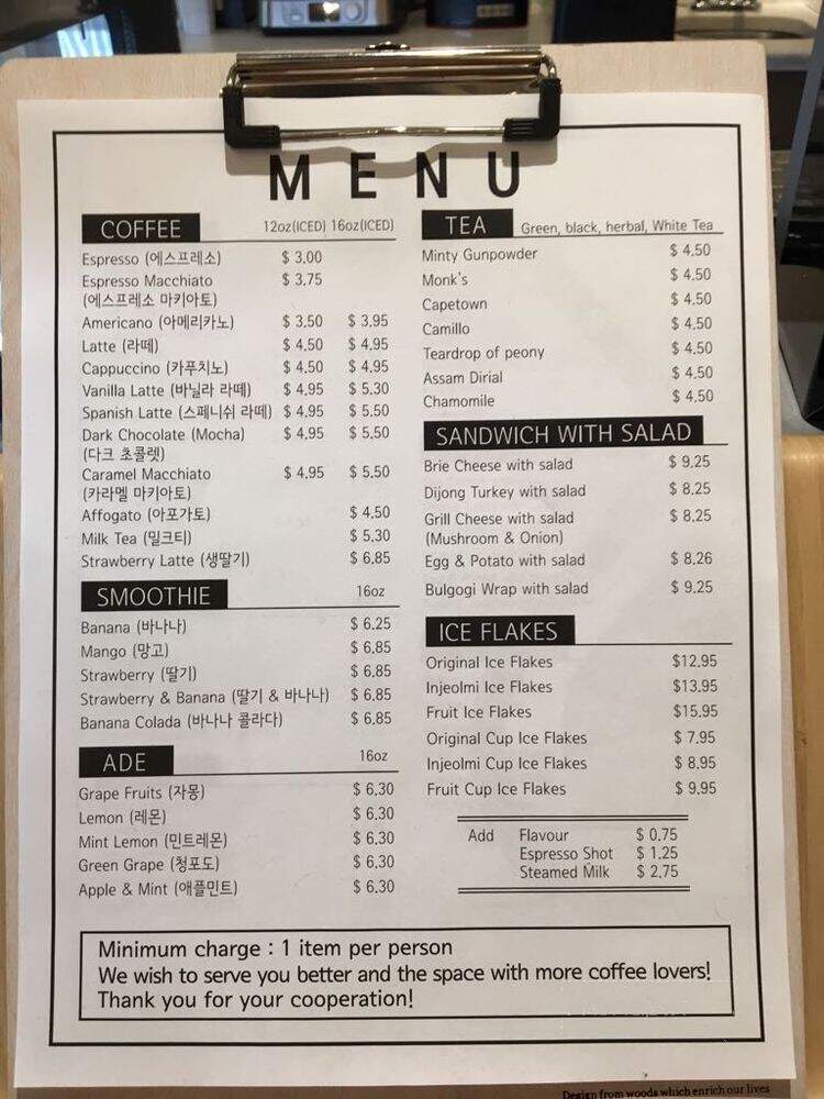Cafe Bono - Coquitlam, BC menu_pic