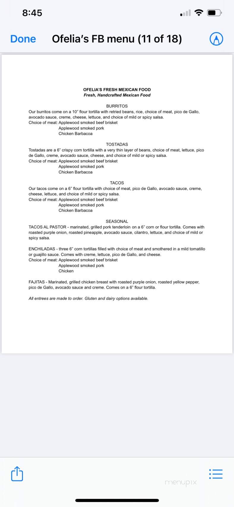 Ofelia's Fresh Mexican Food - New Prague, MN menu_pic